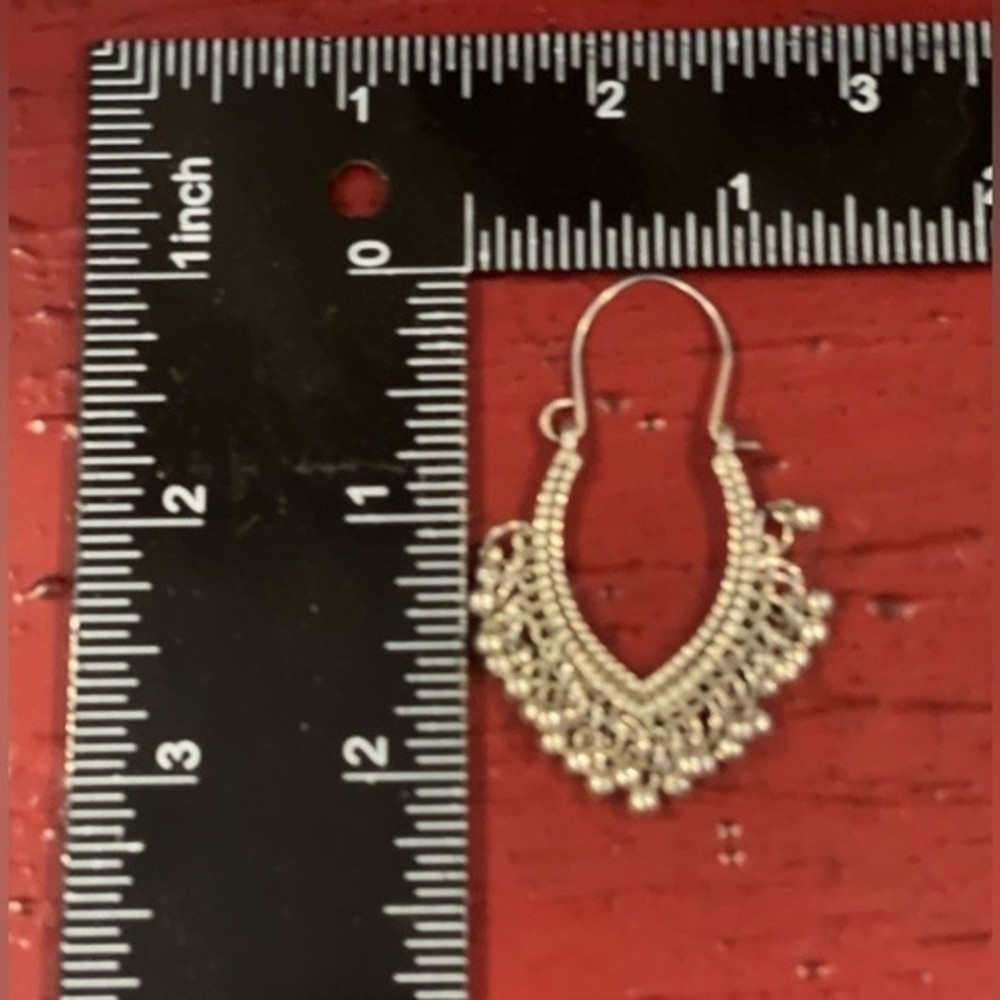 VTG Silver Tone Beaded Dangle Earrings         # 227 - Picture 3 of 4